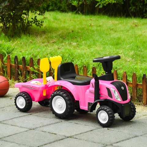 Jeździk traktor z przyczepką interaktywna kierownica dźwięki dla dzieci różowy Jeździk traktor z przyczepką interaktywna kierownica dźwięki dla dzieci różowy