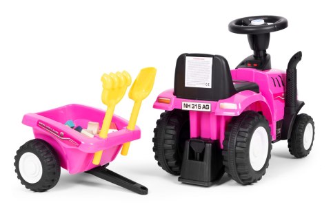 Jeździk traktor z przyczepką interaktywna kierownica dźwięki dla dzieci różowy Jeździk traktor z przyczepką interaktywna kierownica dźwięki dla dzieci różowy