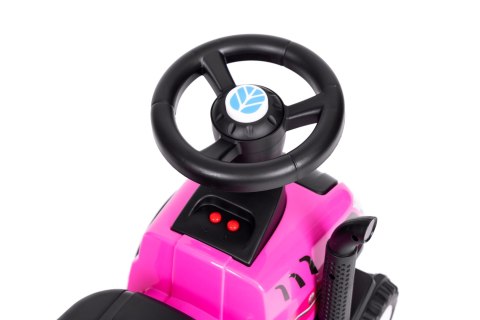 Jeździk traktor z przyczepką interaktywna kierownica dźwięki dla dzieci różowy Jeździk traktor z przyczepką interaktywna kierownica dźwięki dla dzieci różowy