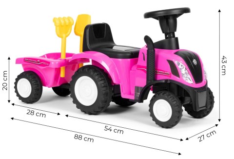 Jeździk traktor z przyczepką interaktywna kierownica dźwięki dla dzieci różowy Jeździk traktor z przyczepką interaktywna kierownica dźwięki dla dzieci różowy