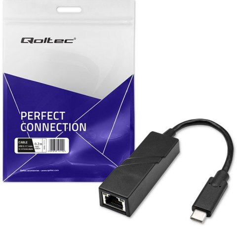 Adapter USB typ C męski/ RJ-45 żeński | 20cm Adapter USB typ C męski/ RJ-45 żeński | 20cm