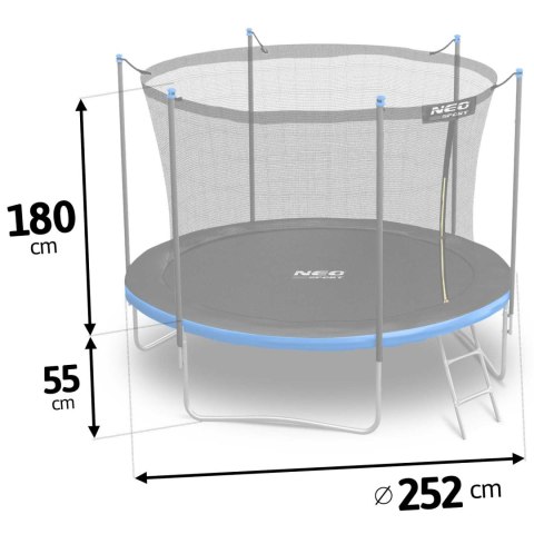 TRAMPOLINA OGRODOWA 8FT/252CM Z SIATKĄ WEWNĘTRZNĄ I DRABINKĄ NEO-SPORT