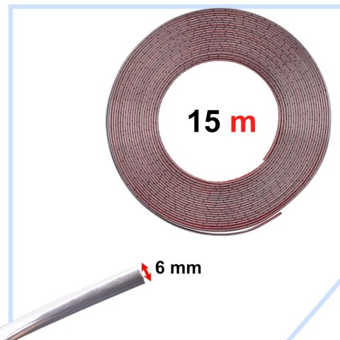 Listwa chromowana ozdobna samoprzylepna do samochodu 15mm x 15m Listwa chromowana ozdobna samoprzylepna do samochodu 15mm x 15m