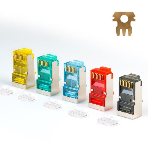 Wtyk RJ45 FTP STP kat. 6, linka, Netrack, kolor MIX (100 szt) Wtyk RJ45 FTP STP kat. 6, linka, Netrack, kolor MIX (100 szt)