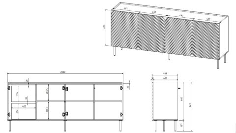 Komoda 4D2SZ ONDA 200x45xH85 zieleń Komoda 4D2SZ ONDA 200x45xH85 zieleń