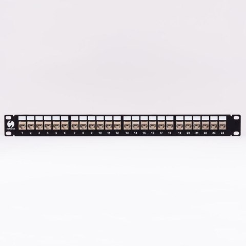 Patch panel keystone 19" 24-porty, FTP, wyposażony 24xkeystone jack kat. 6A, Netrack