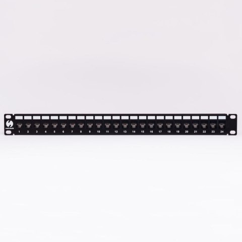 Patch panel keystone 19" 24-porty, UTP, wyposażony 24xkeystone jack kat. 6, Netrack Patch panel keystone 19" 24-porty, UTP, wyposażony 24xkeystone jack kat. 6, Netrack