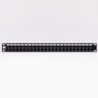 Patch panel keystone 19" 24-porty, UTP, wyposażony 24xkeystone jack kat. 6A, Netrack