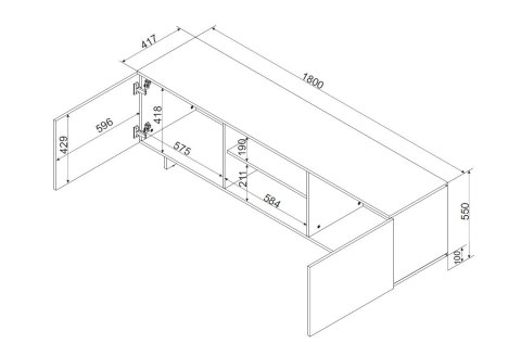 Szafka RTV 2D1P ALMA 180x41,5xH55 kaszmir Szafka RTV 2D1P ALMA 180x41,5xH55 kaszmir