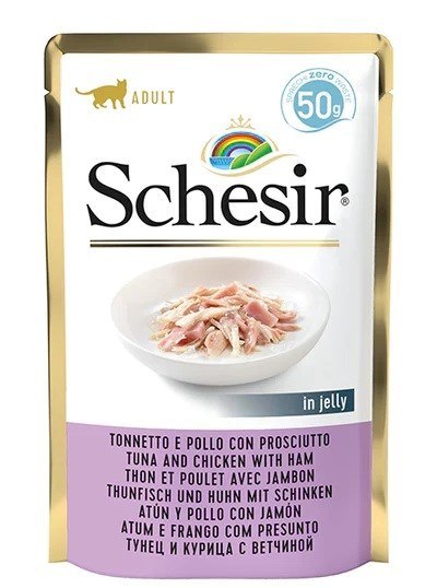 SCHESIR dla kotów Single Dish Tuńczyk z Kurczakiem i Szynką 50g SCHESIR dla kotów Single Dish Tuńczyk z Kurczakiem i Szynką 50g