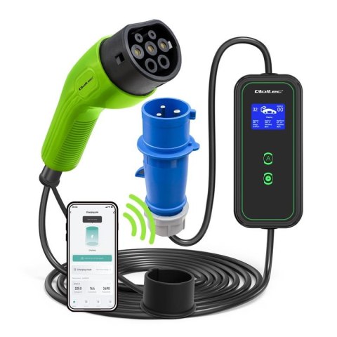 Ładowarka Qoltec do samochodu elektrycznego EV z regulacją 2w1 Typ2 | 7kW | 230V | CEE 3 PIN | Wi-Fi | LCD | Przenośna | Wallbox Ładowarka Qoltec do samochodu elektrycznego EV z regulacją 2w1 Typ2 | 7kW | 230V | CEE 3 PIN | Wi-Fi | LCD | Przenośna | Wallbox