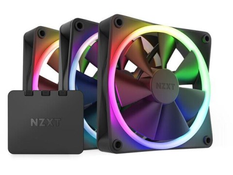 Zestaw 3 wentylatorów do zasilacza / obudowy NZXT F120 RGB Czarne + Kontroler Zestaw 3 wentylatorów do zasilacza / obudowy NZXT F120 RGB Czarne + Kontroler