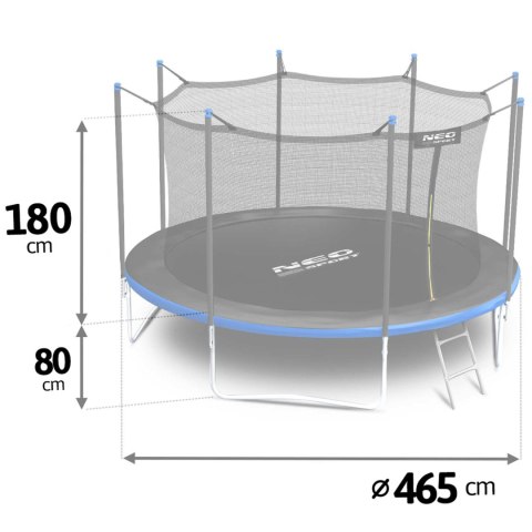 TRAMPOLINA OGRODOWA 15FT/465CM Z SIATKĄ WEWNĘTRZNĄ I DRABINKĄ NEO-SPORT