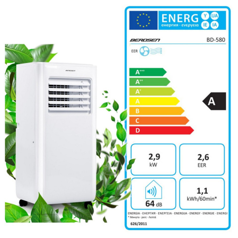 Klimatyzator przenośny z uszczelką okienną 10000 BTU Berdsen BD-580