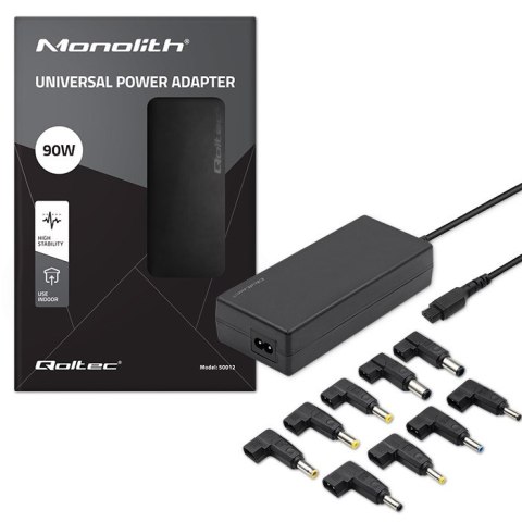 Qoltec Automatyczny uniwersalny zasilacz 90W | 8 wtyczek | +kabel zasilający Qoltec Automatyczny uniwersalny zasilacz 90W | 8 wtyczek | +kabel zasilający