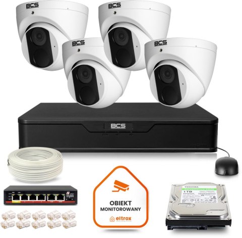 Zestaw monitoringu IP BCS Point 4x Kamera BCS-P-EIP14FSR3 Rejestrator z dyskiem 1TB Zestaw monitoringu IP BCS Point 4x Kamera BCS-P-EIP14FSR3 Rejestrator z dyskiem 1TB
