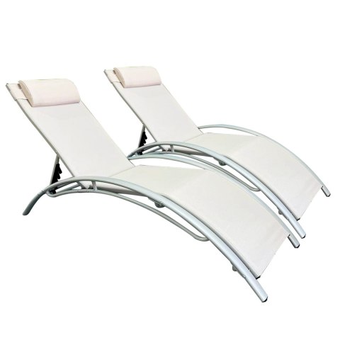 Komplet dwa leżaki leżanki ogrodowe aluminium beż Nu Forma Komplet dwa leżaki leżanki ogrodowe aluminium beż Nu Forma