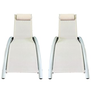 Komplet dwa leżaki leżanki ogrodowe aluminium beż Nu Forma