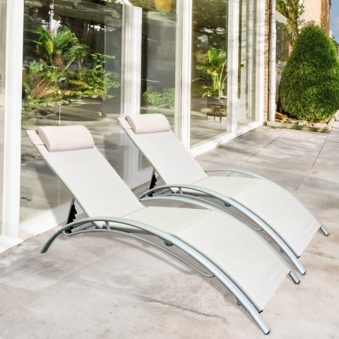 Komplet dwa leżaki leżanki ogrodowe aluminium beż Nu Forma Komplet dwa leżaki leżanki ogrodowe aluminium beż Nu Forma