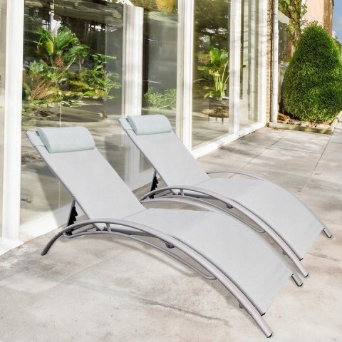 Komplet dwa leżaki leżanki ogrodowe aluminium szary Nu Forma Komplet dwa leżaki leżanki ogrodowe aluminium szary Nu Forma
