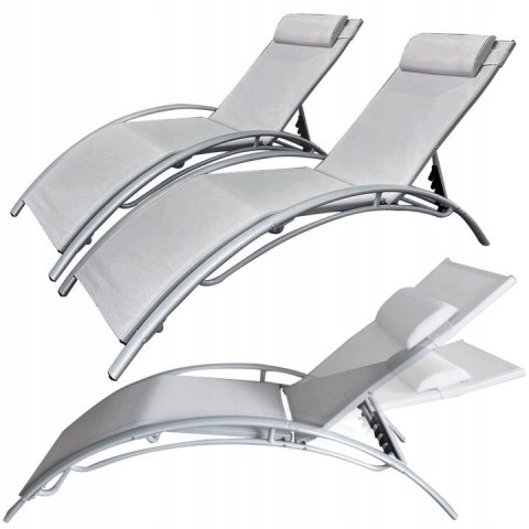 Komplet dwa leżaki leżanki ogrodowe aluminium szary Nu Forma Komplet dwa leżaki leżanki ogrodowe aluminium szary Nu Forma