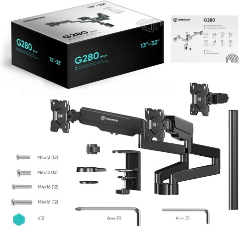 Uchwyt monitora Onkron G280 obrotowy na 3 monitory 13"-32" do 24 kg Uchwyt monitora Onkron G280 obrotowy na 3 monitory 13"-32" do 24 kg