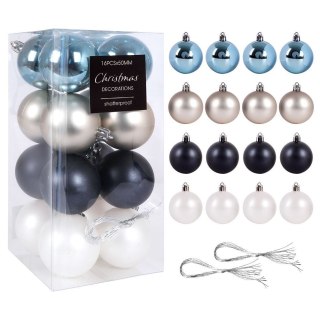 Bombki choinkowe nietłukące niebieskie zestaw 16 szt. 5 cm