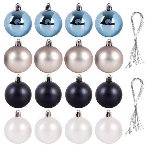 Bombki choinkowe nietłukące niebieskie zestaw 16 szt. 5 cm