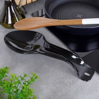 Czarna podstawka kuchenna pod łyżkę stojak na chochlę łopatkę