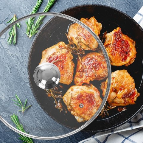 Glasdeckel Pfannen-Deckel Topfdeckel Universaldeckel mit Edelstahlrand hitzebeständiges Glas 32 cm