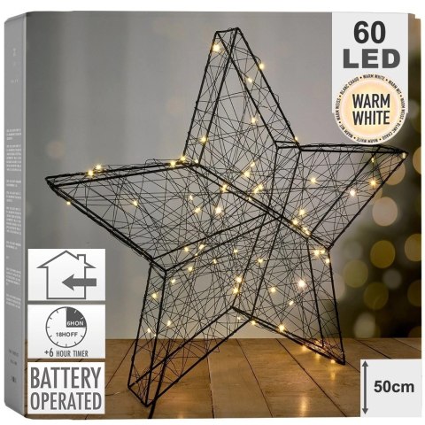 Gwiazda świecąca czarna 60 LED 50 cm Gwiazda świecąca czarna 60 LED 50 cm