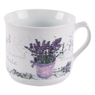 Kubek ceramiczny z uchem / garnuszek do podgrzewania lawenda 700 ml