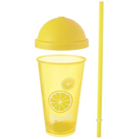 Kubek plastikowy z pokrywką i słomką 450 ml Kubek plastikowy z pokrywką i słomką 450 ml