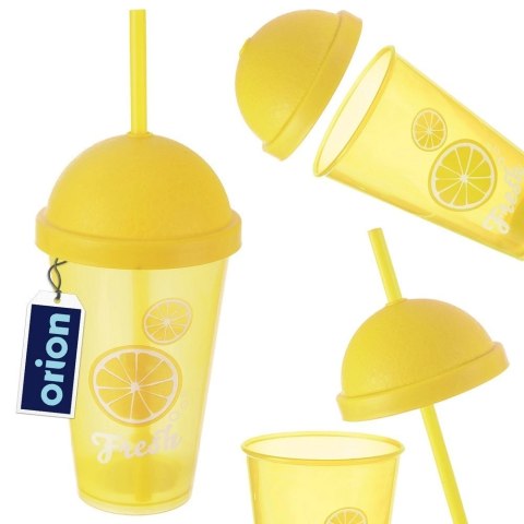 Kubek plastikowy z pokrywką i słomką 450 ml Kubek plastikowy z pokrywką i słomką 450 ml