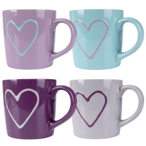 Kubki z uchem do picia kawy herbaty ceramiczne serca zestaw 4 szt. 600 ml Kubki z uchem do picia kawy herbaty ceramiczne serca zestaw 4 szt. 600 ml