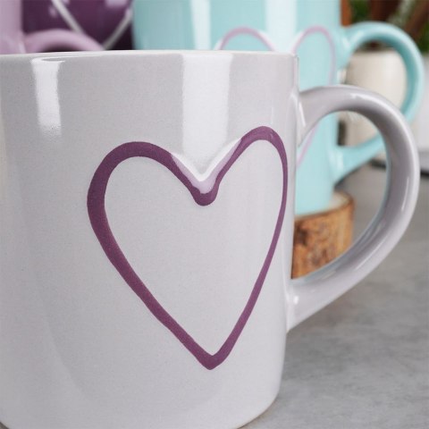 Kubki z uchem do picia kawy herbaty ceramiczne serca zestaw 4 szt. 600 ml Kubki z uchem do picia kawy herbaty ceramiczne serca zestaw 4 szt. 600 ml