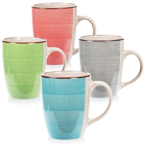 Kubki z uchem do picia kawy herbaty ceramiczne zestaw 4 szt. 350 ml Kubki z uchem do picia kawy herbaty ceramiczne zestaw 4 szt. 350 ml
