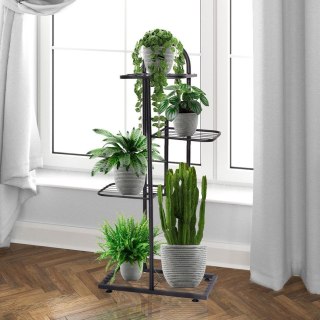 Kwietnik 4-poziomowy na doniczki metalowy czarny 92 cm
