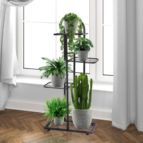 Kwietnik 4-poziomowy na doniczki metalowy czarny 92 cm Kwietnik 4-poziomowy na doniczki metalowy czarny 92 cm