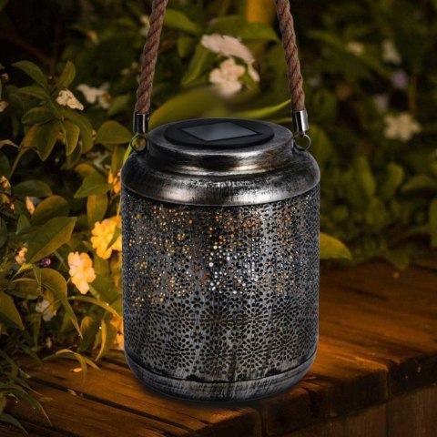 Lampa lampka ogrodowa lampion metalowy wiszący solarny latarnia LED Lampa lampka ogrodowa lampion metalowy wiszący solarny latarnia LED
