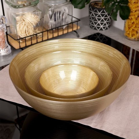 Miska salaterka szklana do sałatek złota okrągła 15 cm 600 ml