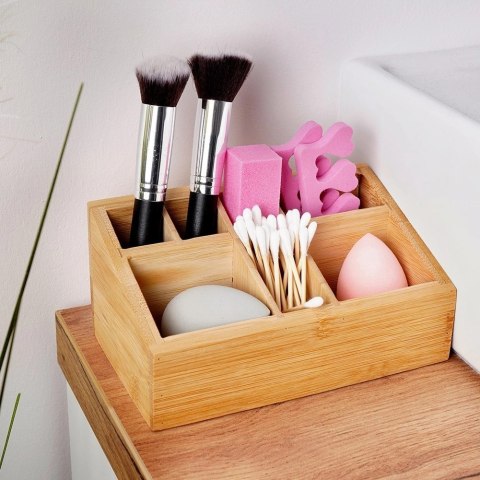 Organizer na kosmetyki do makijażu bambusowy 17x10x8 cm Organizer na kosmetyki do makijażu bambusowy 17x10x8 cm