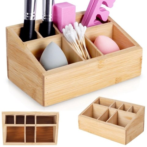Organizer na kosmetyki do makijażu bambusowy 17x10x8 cm Organizer na kosmetyki do makijażu bambusowy 17x10x8 cm