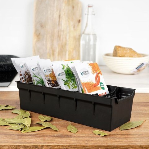 Organizer pojemnik kuchenny na torebki z przyprawami czarny 30x13x8 cm