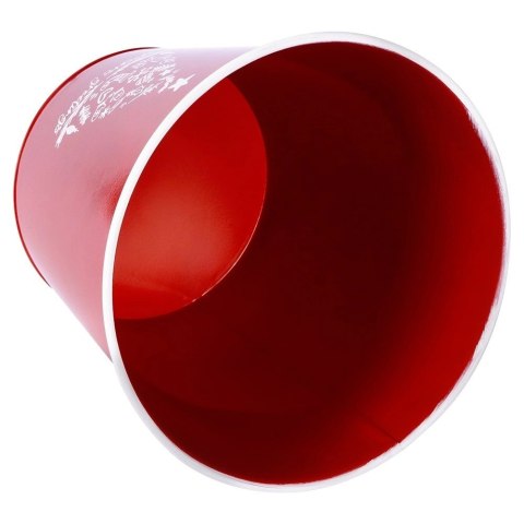 Osłonka na doniczkę metalowa czerwona świąteczna 30,5x28,5 cm Osłonka na doniczkę metalowa czerwona świąteczna 30,5x28,5 cm