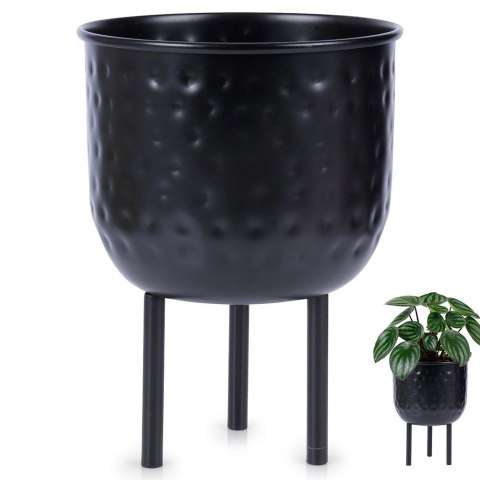 Osłonka na doniczkę na nóżkach metalowa czarna 19x26 cm Osłonka na doniczkę na nóżkach metalowa czarna 19x26 cm