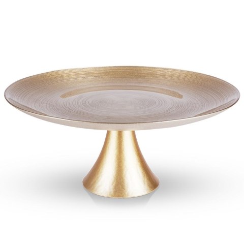 Patera na nóżce szklana złota 28 cm Patera na nóżce szklana złota 28 cm