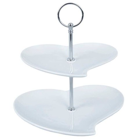 Patera porcelanowa 2-piętrowa na ciastka ciasto owoce serce 21 cm Patera porcelanowa 2-piętrowa na ciastka ciasto owoce serce 21 cm