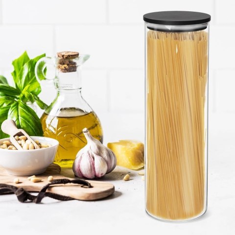 Pojemnik na produkty sypkie szklany z pokrywką i uszczelką 1,5 l Pojemnik na produkty sypkie szklany z pokrywką i uszczelką 1,5 l