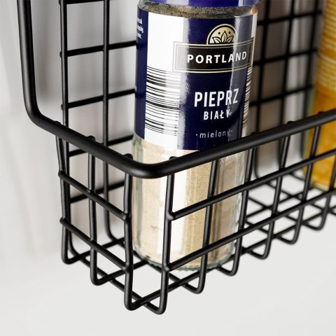 Półka ścienna na przyprawy metalowa czarna loft 39,5x6,5x14cm Półka ścienna na przyprawy metalowa czarna loft 39,5x6,5x14cm